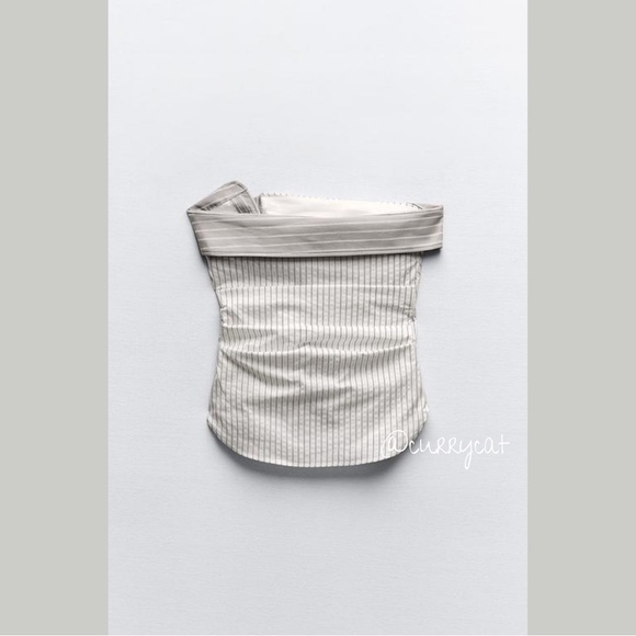 Zara NWT Striped Strapless Fold over Top - Picture 10 of 14